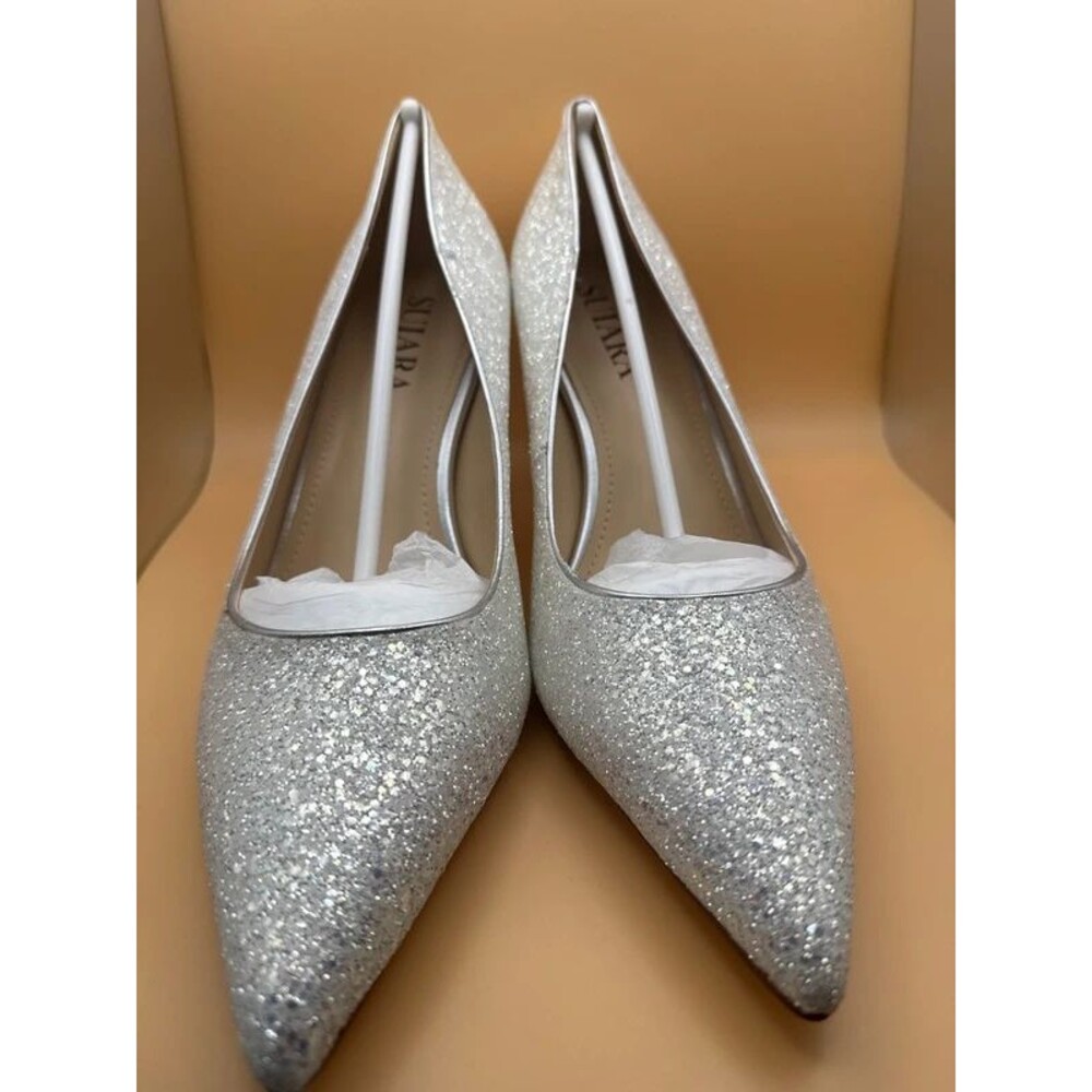 Silver Glitter Heels Women Size 9